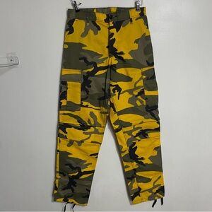 Vintage Rothco BDU Yellow Camo Camouflage Cargo Paratrooper Pants Size Small